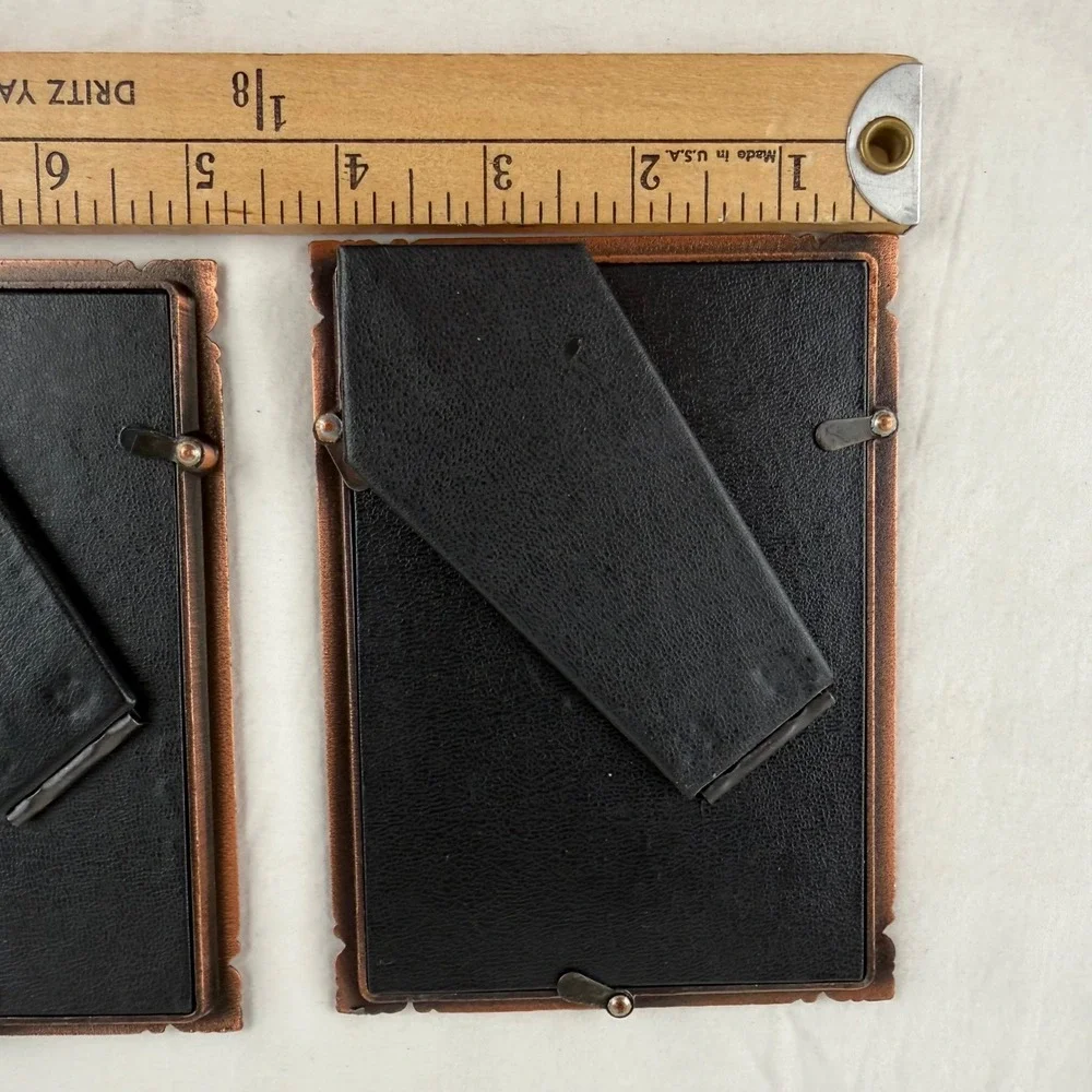 Vintage Set of 2 Ornate Copper Tone Metal Picture Frames 4x6 Scroll Floral